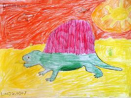 illustration of a dimetrodon in the hot sun