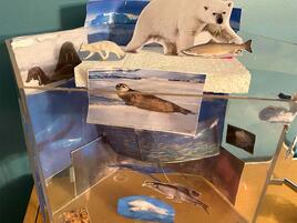 diorama of arctic marine ecosystem