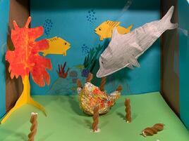 diorama of a coral reef