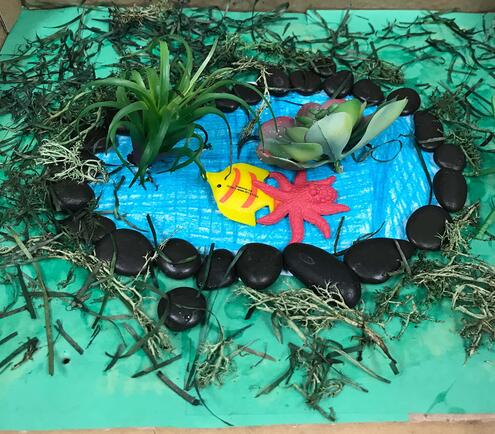 diorama of a pond