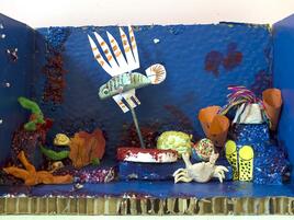 diorama of coral reef in the sunlight zone