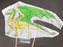 dragon drawing on two sticks