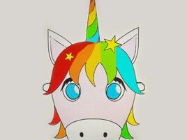 illustration of unicorn head in rainbow colors