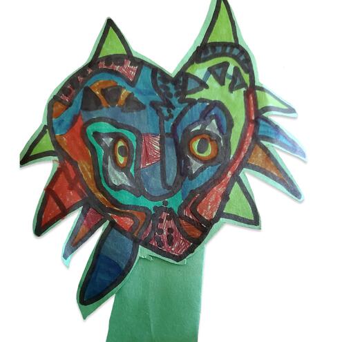 hand drawn mask of a forest child
