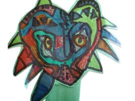 hand drawn mask of a forest child