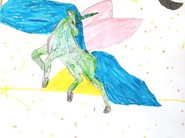 hand drawn flying unicorn