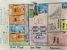 aerial view plan of 3 story house