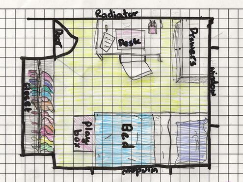 aerial view plan of bedroom