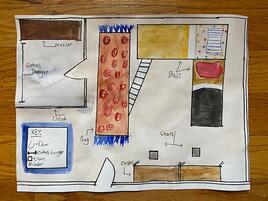 aerial view plan of bedroom with key