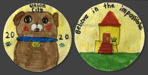 hand drawn coin with a date and 2020 on one side and a house on the other with the words Believe the Impossible