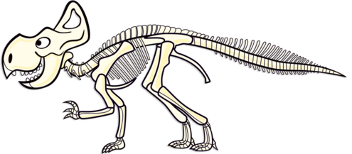 Cartoon of a Protoceratops fossil skeleton