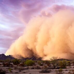 sandstorm rushing in over land