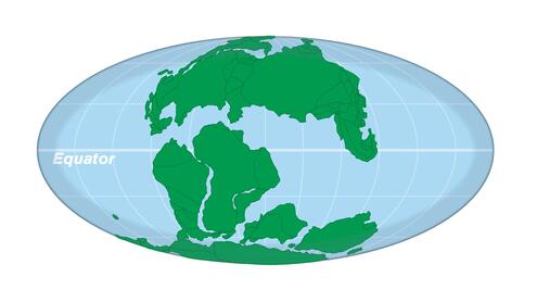 Globe with two big masses of land