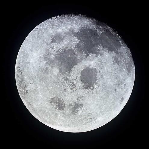 very bright almost full moon