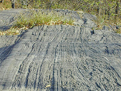 glacial striations in rock