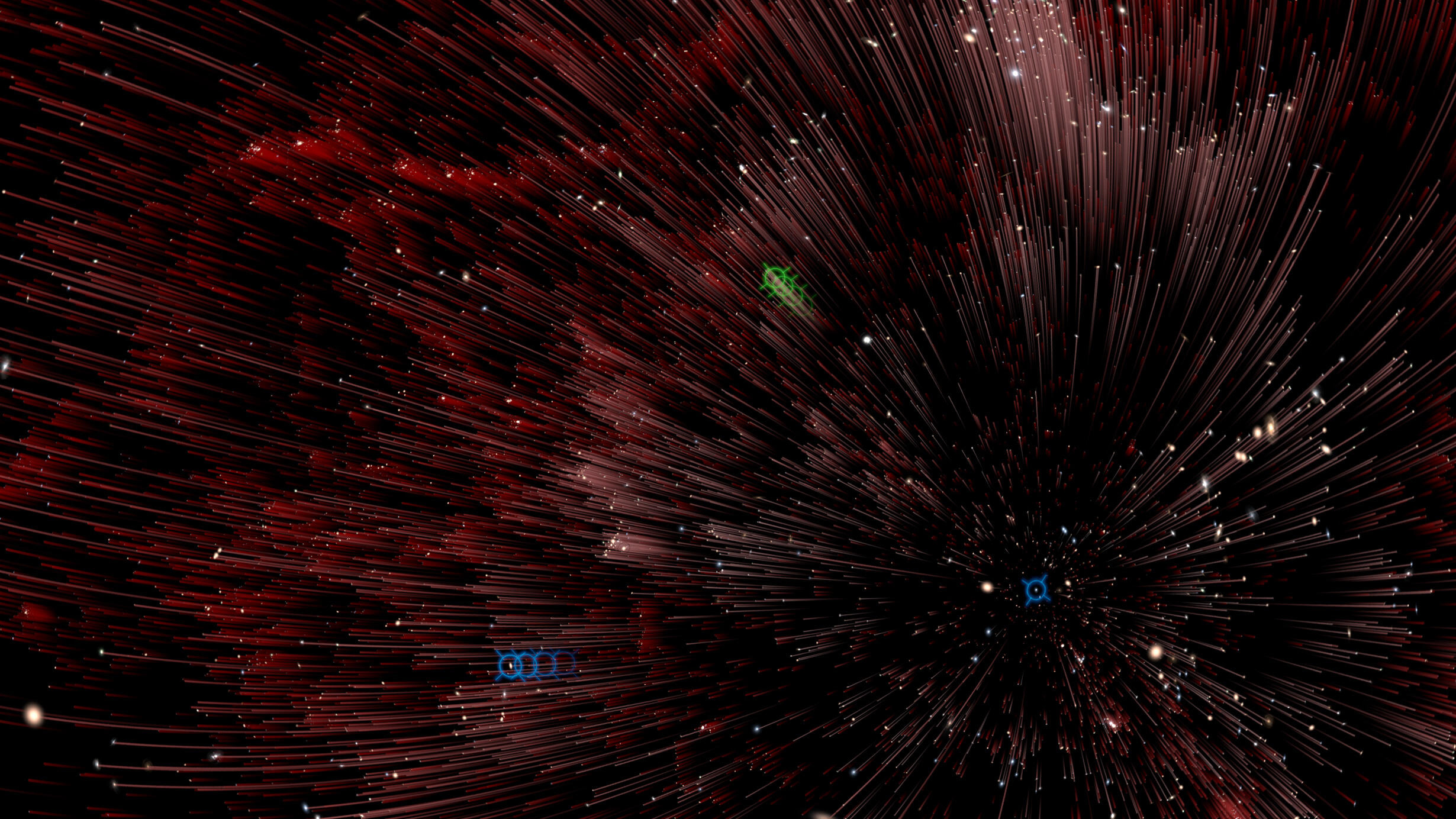 The phenomenon known as red shift, in which light from objects moving away appears to be stretched out to longer, redder wavelengths