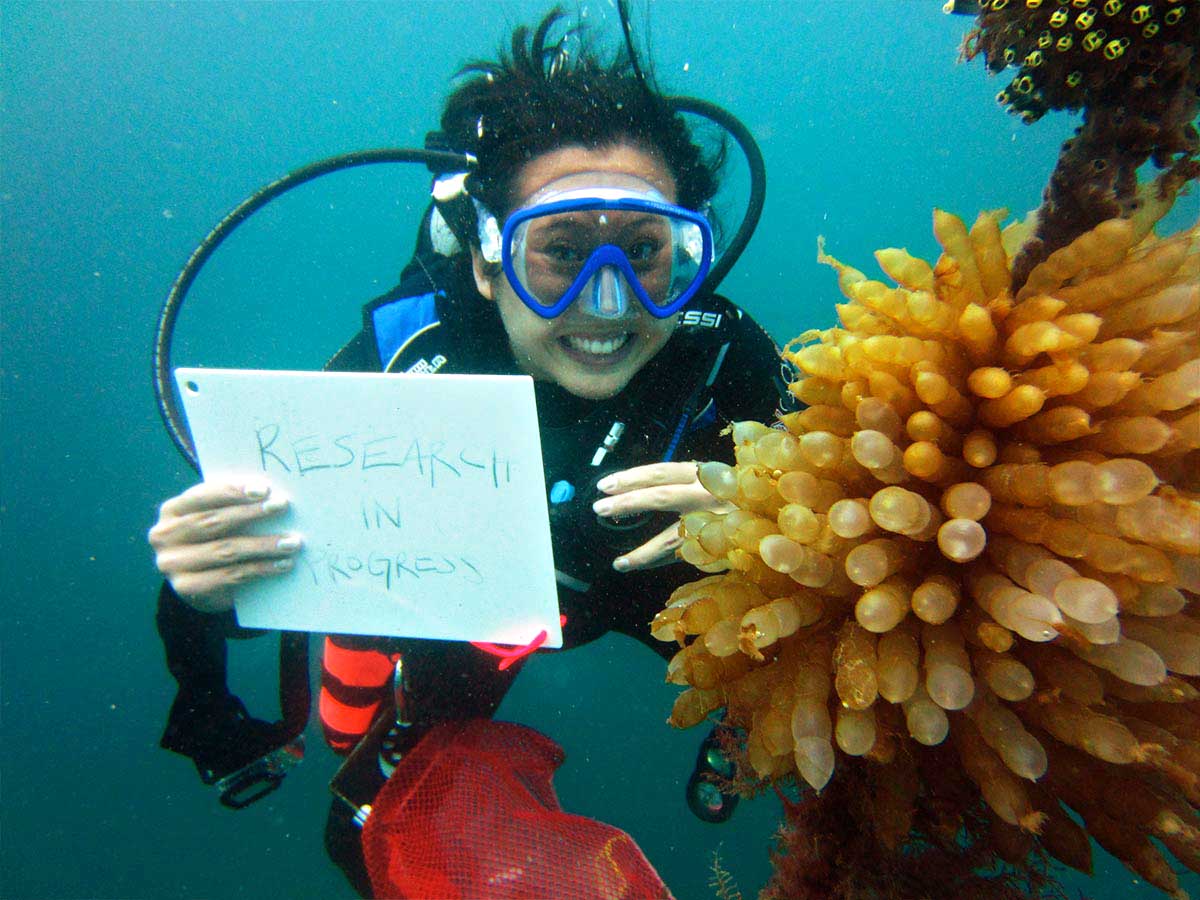 underwater photo of Samantha Cheng SCUBA diving