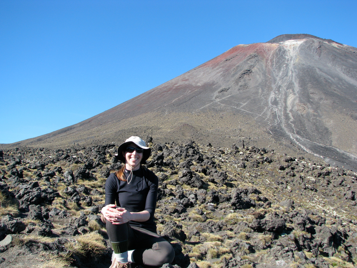 photo of Lisa Greenhut near Mount Doom in New Zealand