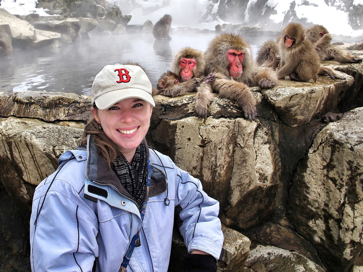 photo of Jenna Lawrence with monkeys in the background