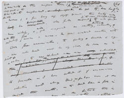 A page from Darwin’s manuscript On the Origin of Species, show here as handwritten notes in small handwriting on plain white paper.