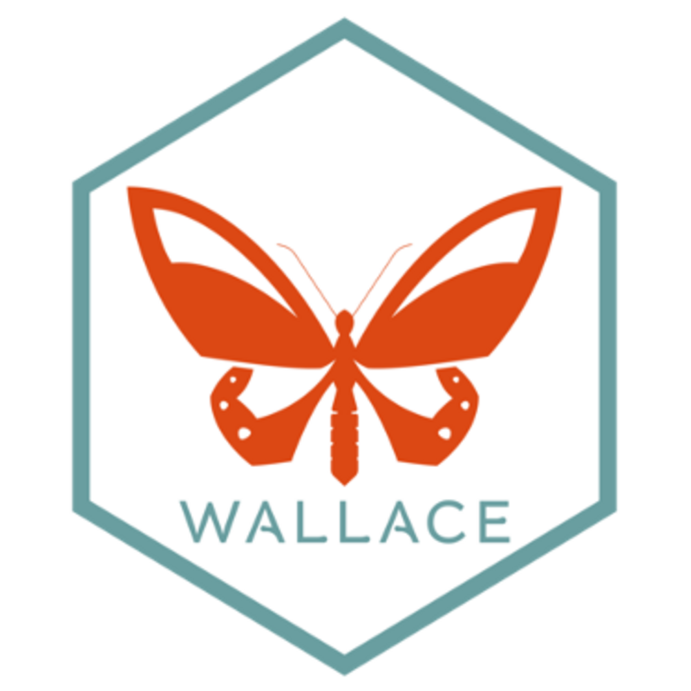 Wallace logo comprising an orange butterfly illustration surrounded by a light blue border.