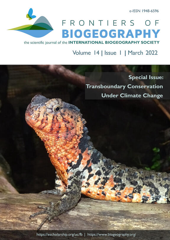 Cover of the journal featuring an orange and black lizard sitting on a piece of wood