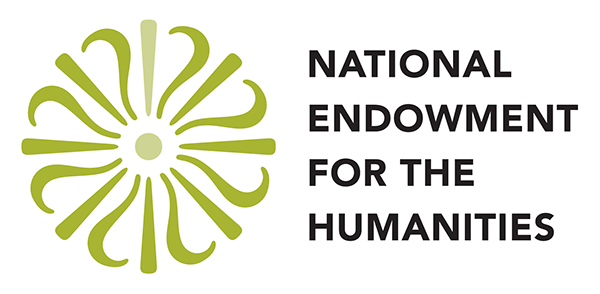 Text reading "National Endowment for the Humanities" beside colorful logo of straight and wavy rays emerging from central circle.