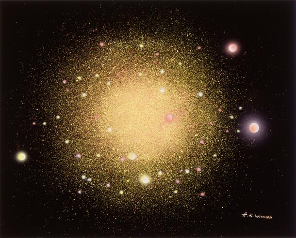 Globular Cluster, painting by Helmut Wimmer. AMNH Library - Image no. ptc-6572