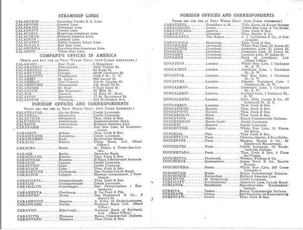 From Central Archives: 1911 International Mercantile Marine Company Travelers Cipher Code book, p. 6-7