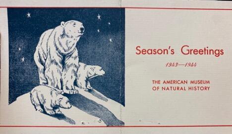 1943-1944 member's greeting card featuring polar bear artwork.