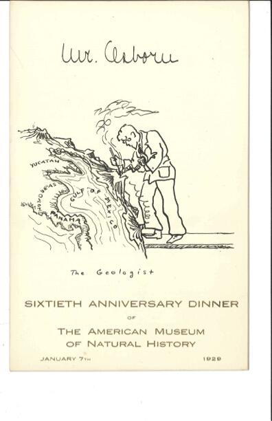 Hand drawn 60th Anniversary Dinner place card, January 7, 1929 - Mr. Osborn