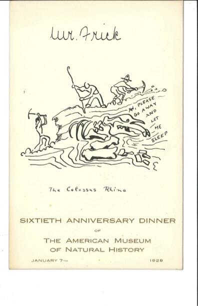 Hand drawn 60th Anniversary Dinner place card, January 7, 1929 - Mr. Frick