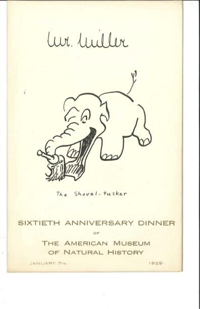 Hand drawn 60th Anniversary Dinner place card, January 7, 1929 - Mr. Miller