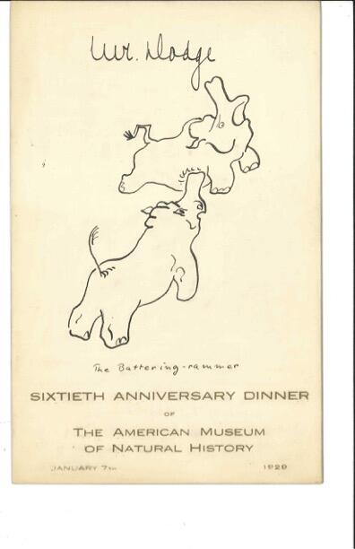 Hand drawn 60th Anniversary Dinner place card, January 7, 1929 - Mr. Dodge