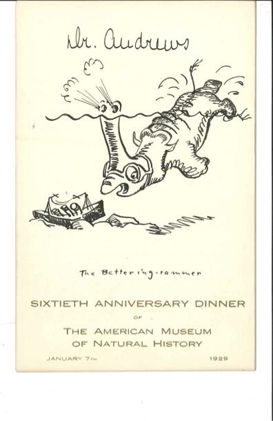 Hand drawn 60th Anniversary Dinner place card, January 7, 1929 - Dr. Andrews