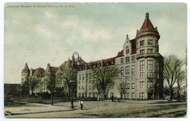 Postcard depicting the 77th Street facade of the American Museum of Natural History, August 16, 1912 