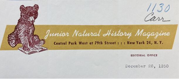 Image of 1950 AMNH Junior Natural History Magazine letterhead
