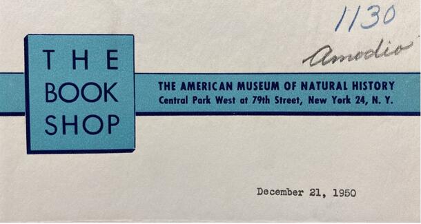 Image of AMNH The Book Shop letterhead, 1950