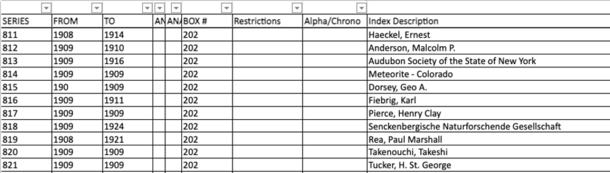 Image of original shelf list excel spreadsheet edits.