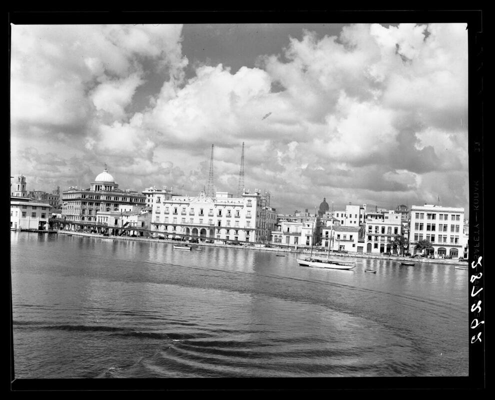 Black and white photograph waterfront, Havana, Cuba, June, 26, 1937