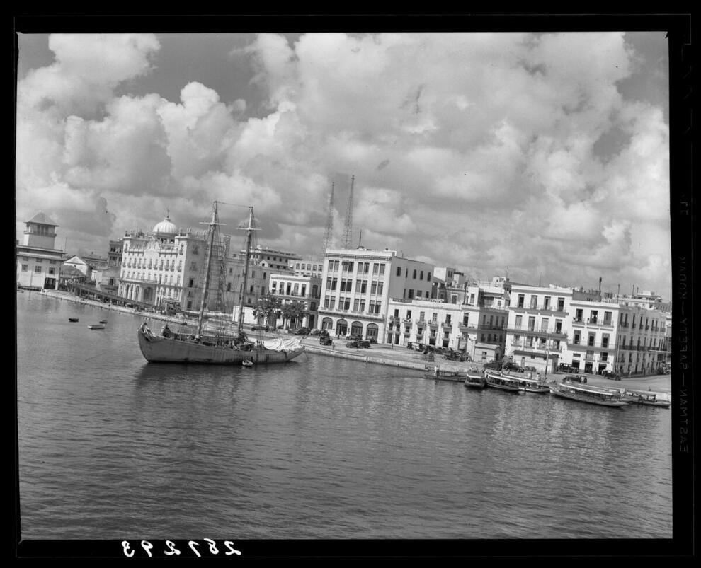 Black and white photograph of the waterfront, Havana, Cuba, June, 26, 1937.