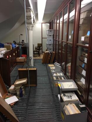 Sid Horenstein’s last office area at the Museum, on a mezzanine in the Paleontology Division – more storage than office. 