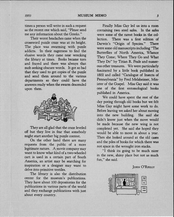 December, 1953 issue of Museum Memo, page 3