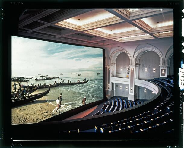 Photograph of the Naturemax screen in the LeFrak theater, American Museum of Natural History, 1978