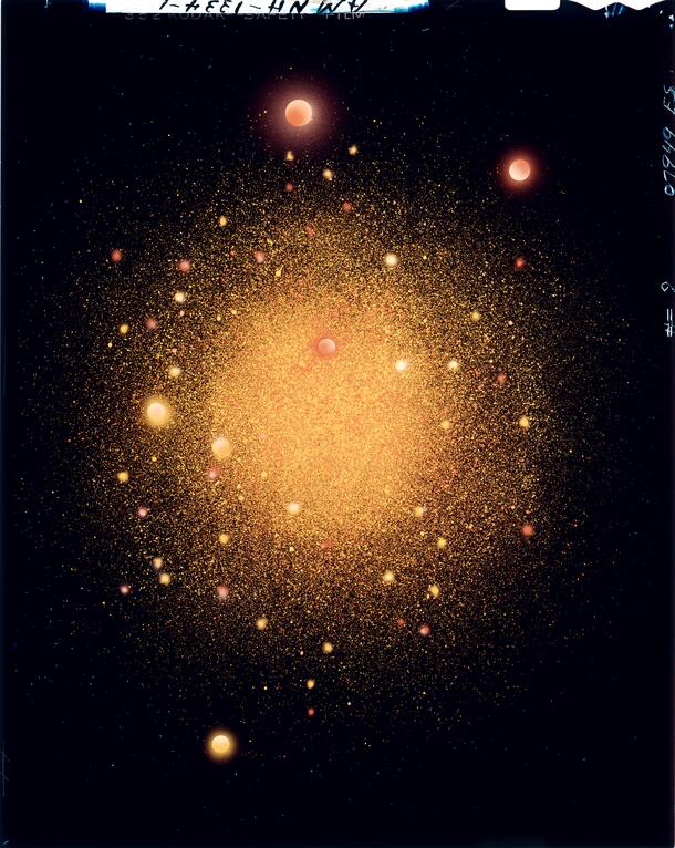 Globular cluster, painting by Helmut Wimmer, [1970s]. AMNH Library - Image no. ptc-1334