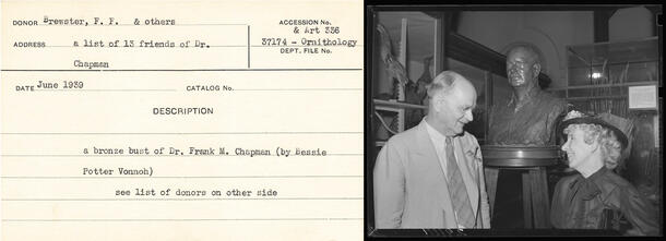 Left: Donor Card 37174 Right: AMNH Museum Archives. Photographic Negative Collection. Charles H. Coles. Frank M. Chapman and Bessie Potter Vonnoh