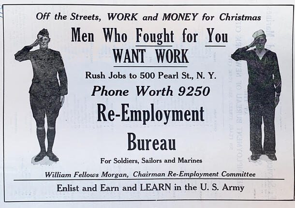 WWI Re-employment Bureau flyer.