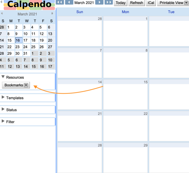 calpendo edit resources button