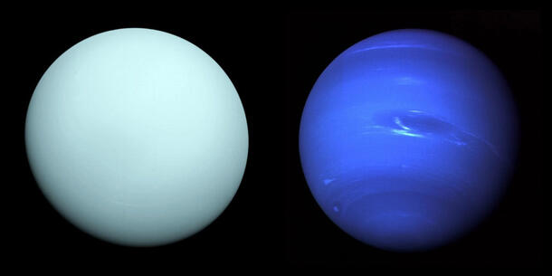 Two spheres representing ice giants.