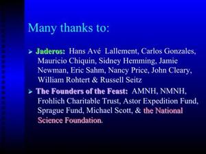 A slide titled "Many thanks to" with text listing supportive individuals and institutions.